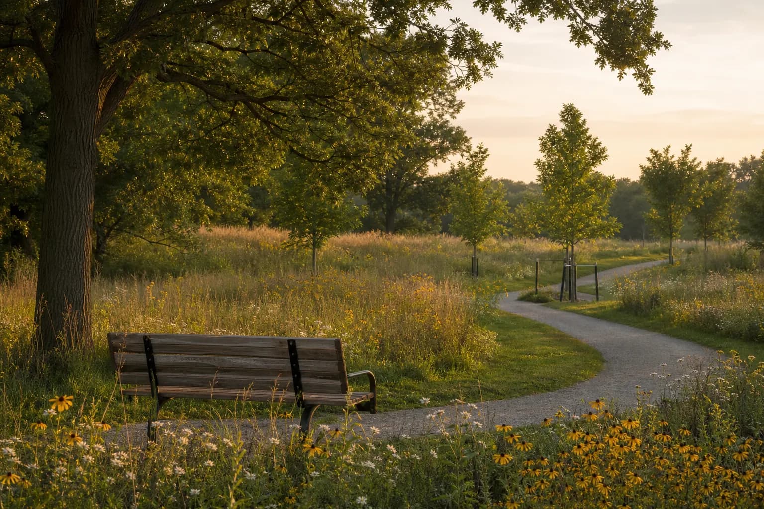Neighbourhood park meadow context planned beside the future elementary school site at Preserve North